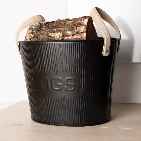 Photos - Fireplace Accessory Charles Bentley Snug - Fireside Spruce Black Embossed Firewood Bucket Small