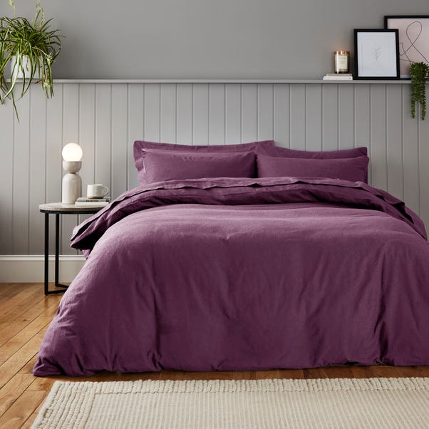 Soft & Cosy Luxury Brushed Cotton Duvet Cover and Pillowcase Set Aubergine image 1 of 3