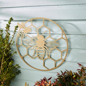 Indoor Outdoor Metal Bee Hive Wall Art 45cm