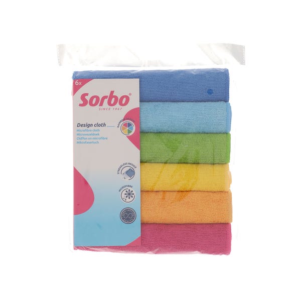 Sorbo Pack of 6 Rainbow Microfibre Cloths image 1 of 2