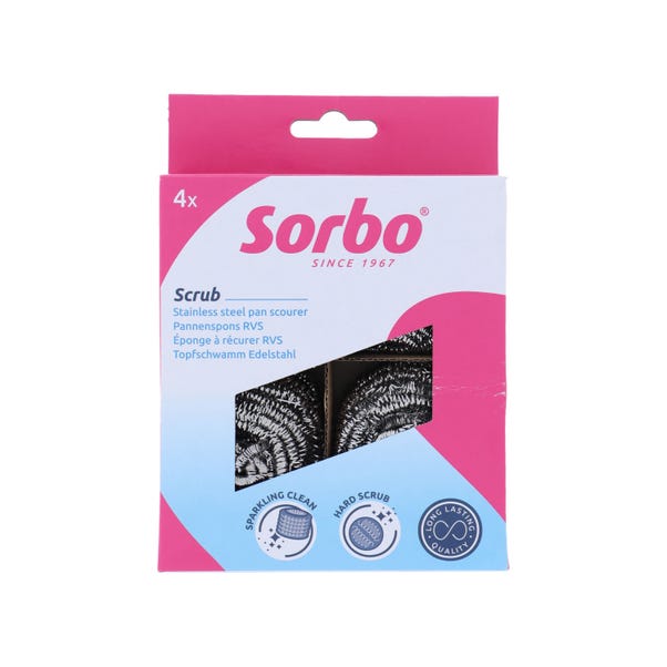 Sorbo Pack of 4 Stainless Steel Pan Scourers image 1 of 2