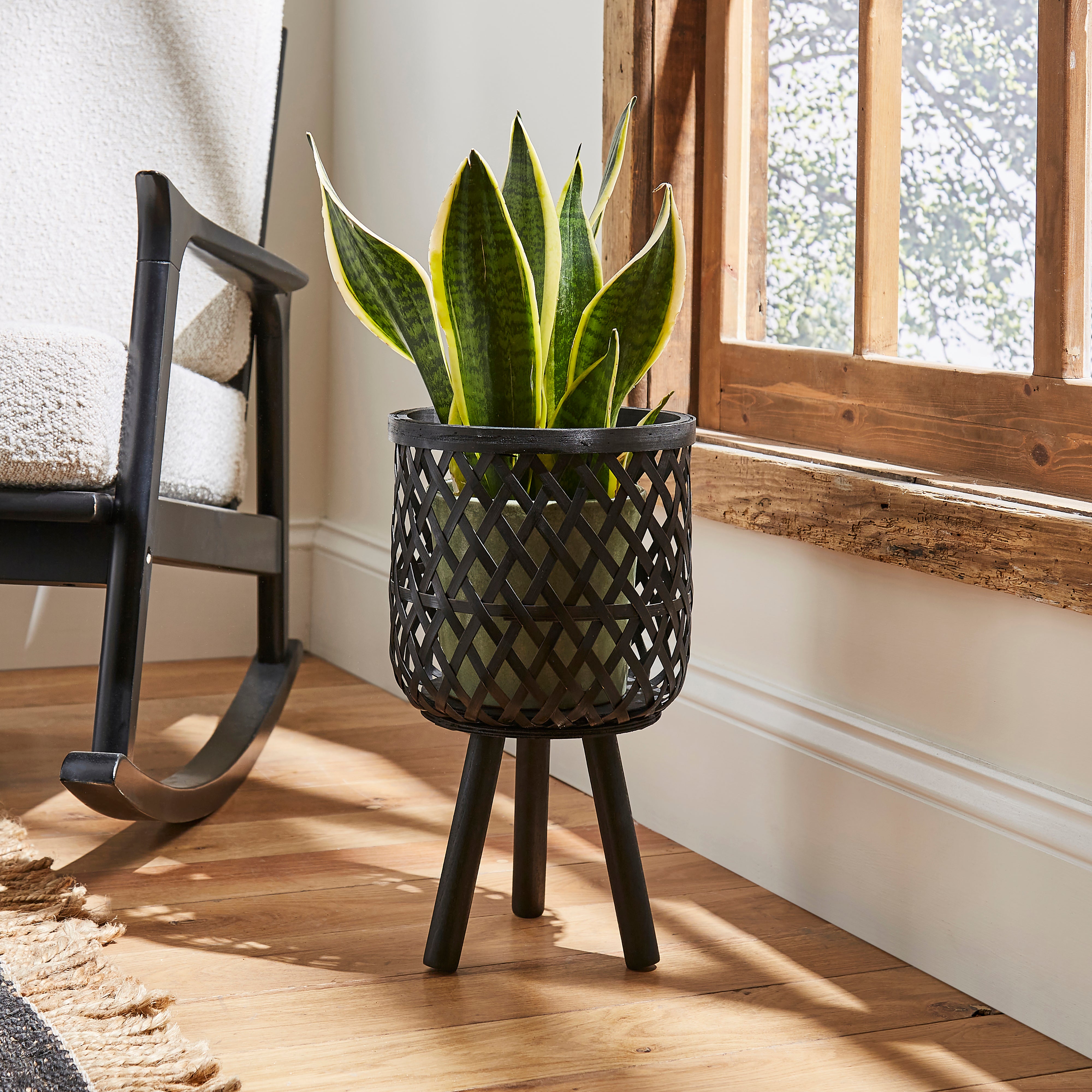 Bamboo and Wood Plant Pot Stand