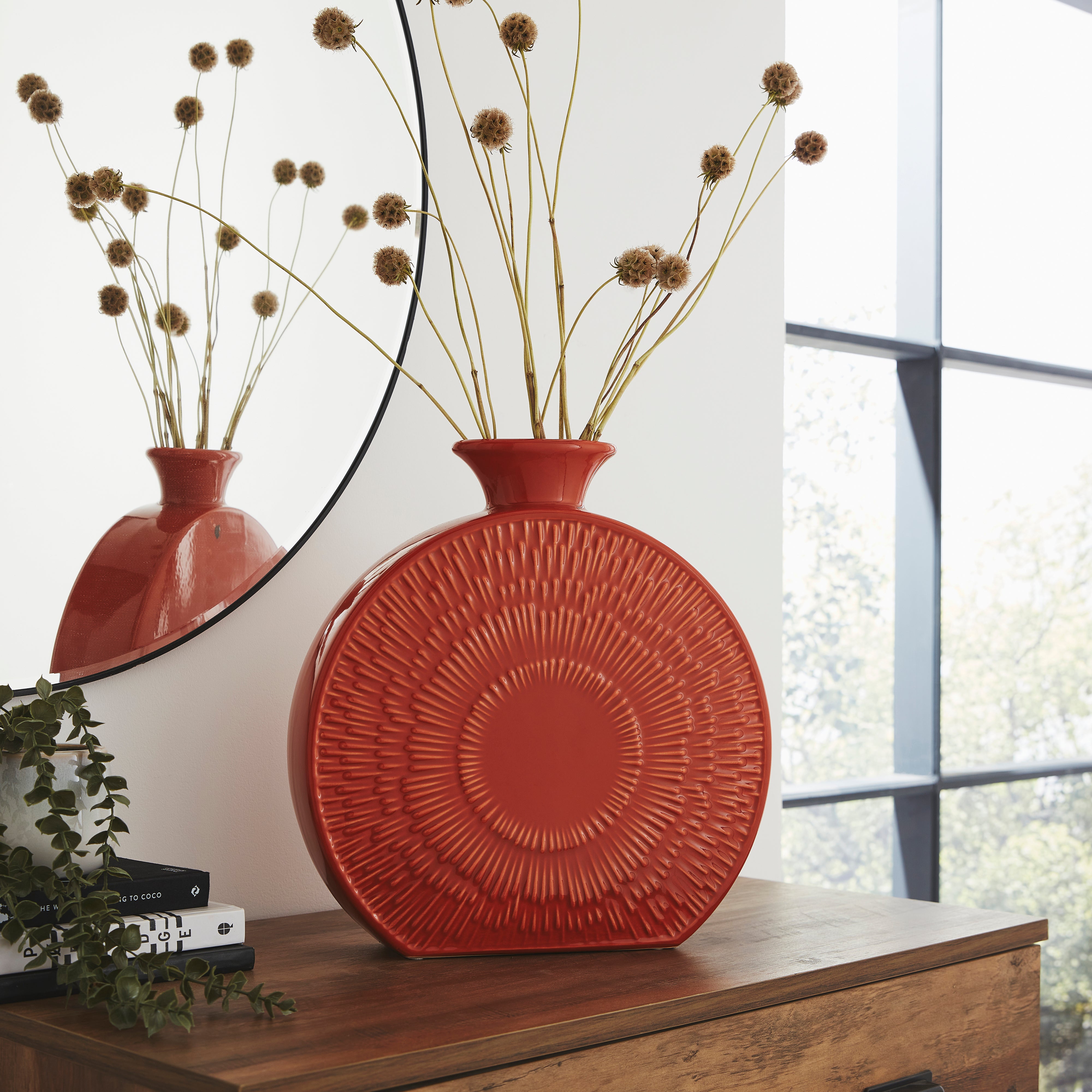 Zen Round Vase 37cm Orange