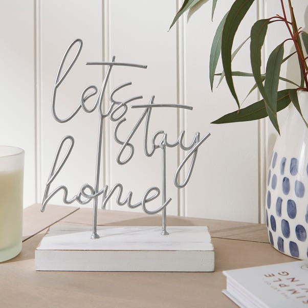 Let's Stay Home Wire Word Block Ornament image 1 of 2