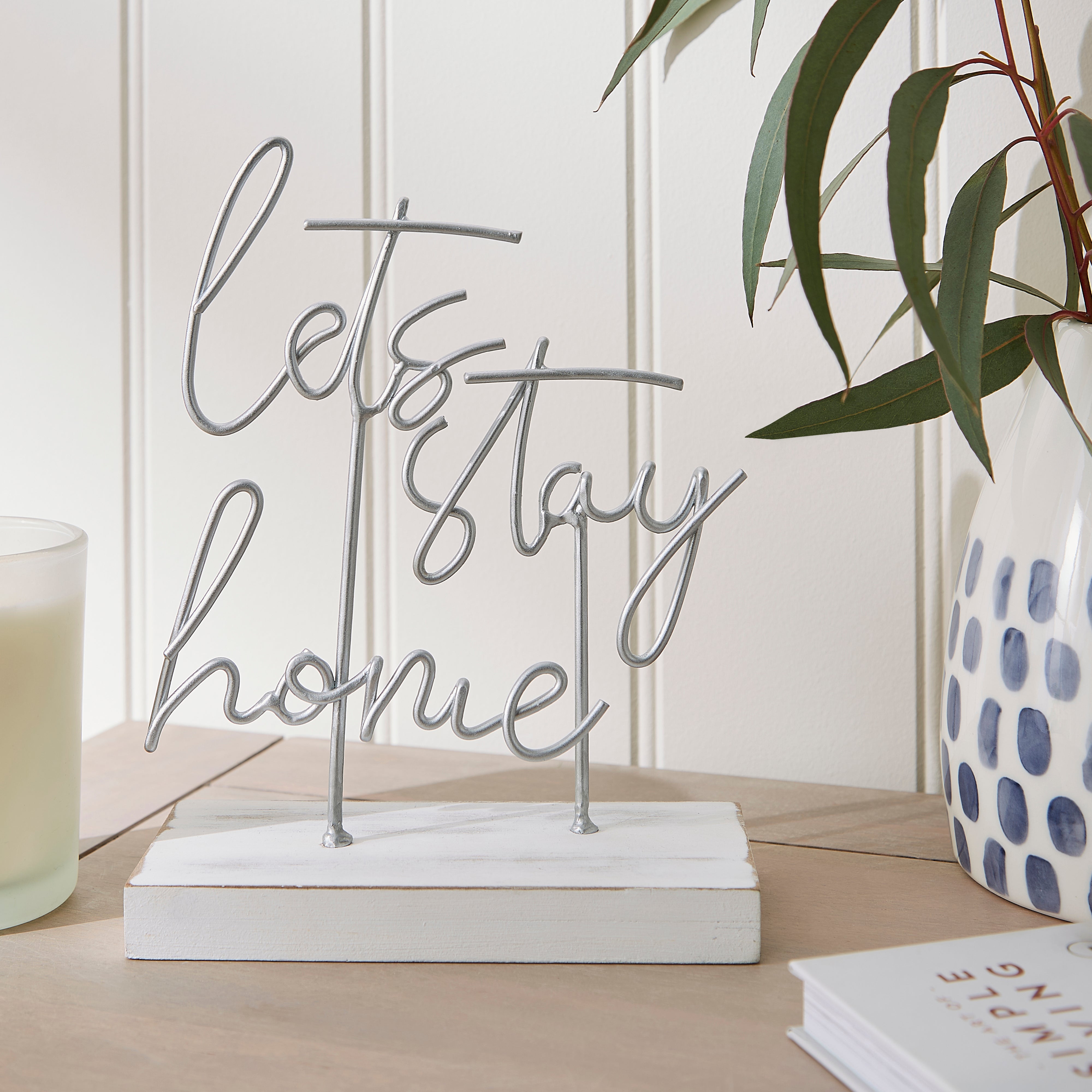 Let's Stay Home Wire Word Block Ornament