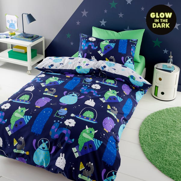 Monsters Glow in The Dark Duvet Cover and Pillowcase Set
