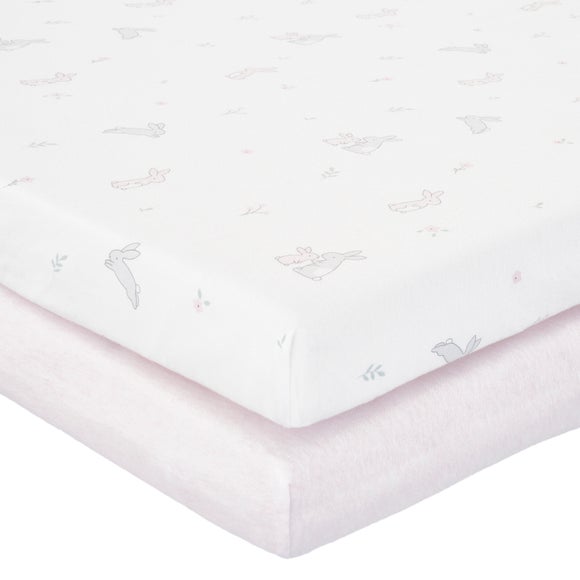 Click to view product details and reviews for Pack Of 2 Jersey Pink Bunny Fitted Sheets.