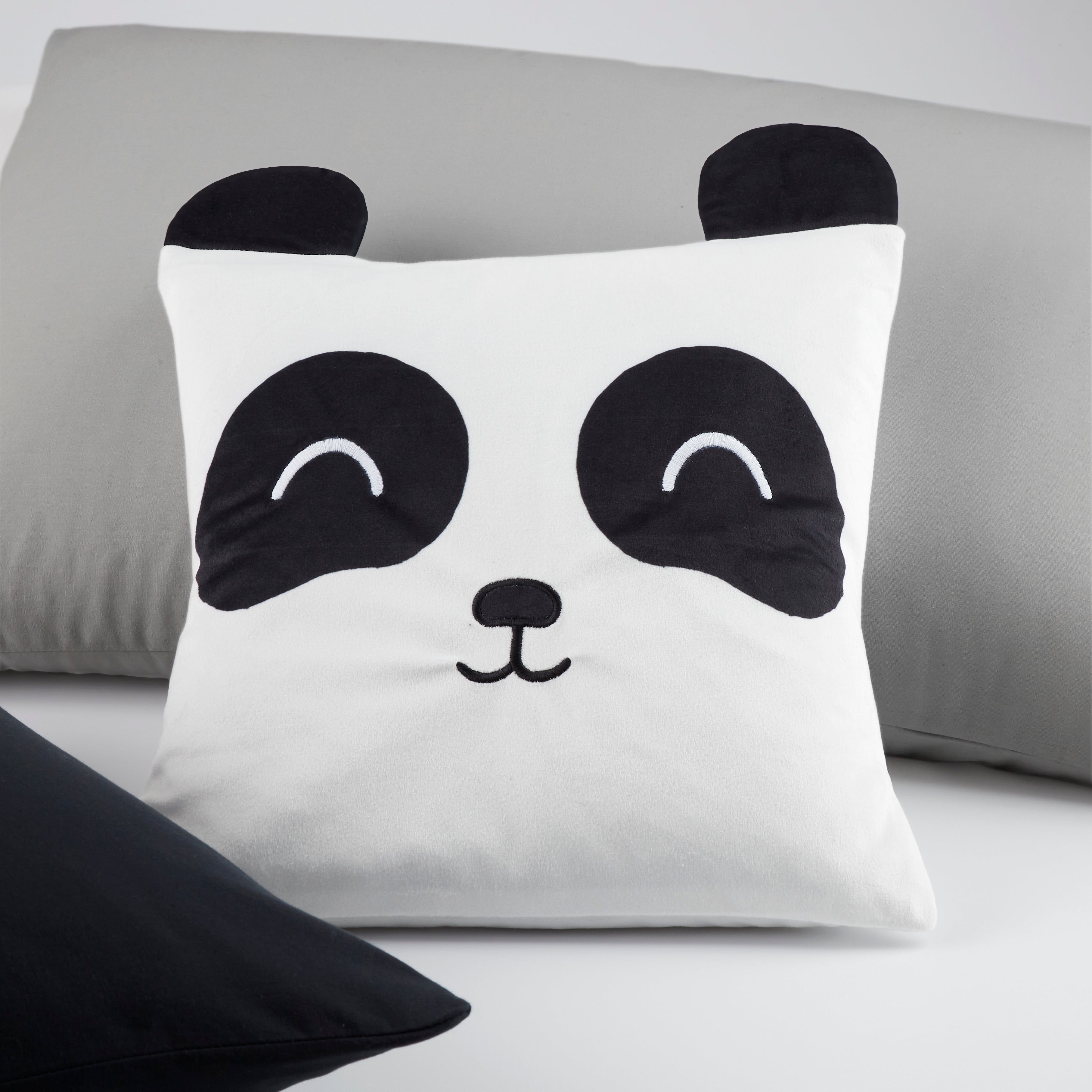 Monochrome Panda Square Cushion