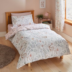 Woodland Reversible Pink Duvet and Pillowcase Set