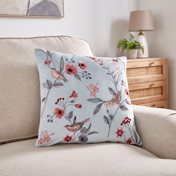 Country Birds Velour Cushion image 1 of 6
