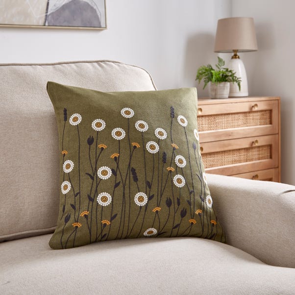 Scandi Floral Olive Cushion image 1 of 4