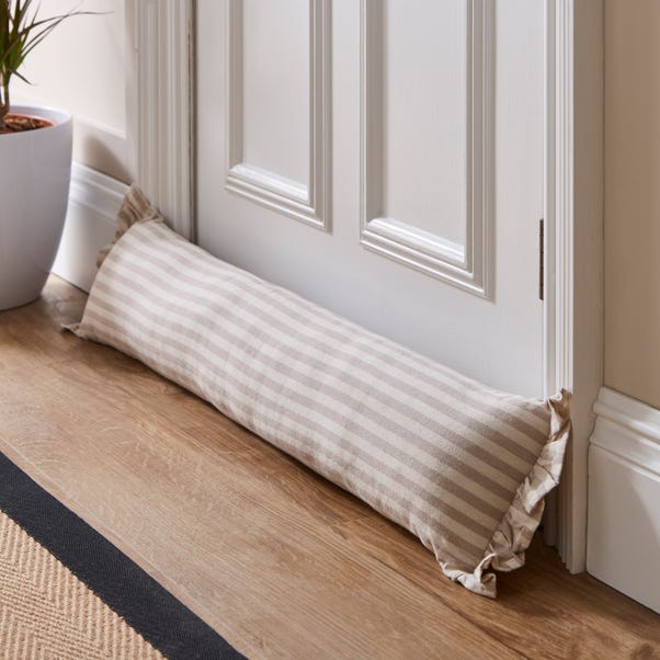 Linford Stripe Frilled Draught Excluder Grey image 1 of 2