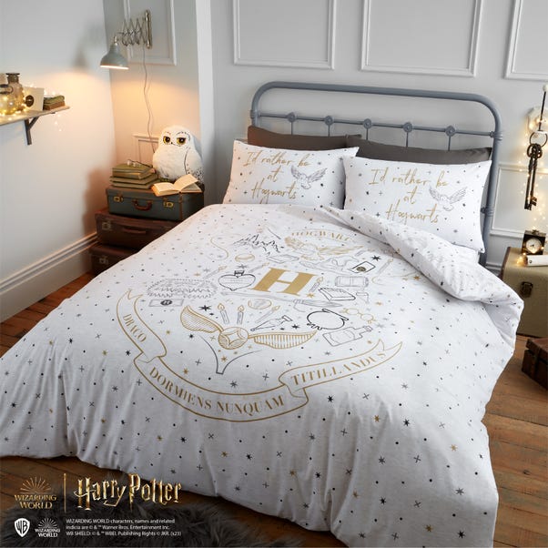 Harry Potter Hogwarts Grey Duvet Cover and Pillowcase Set image 1 of 10