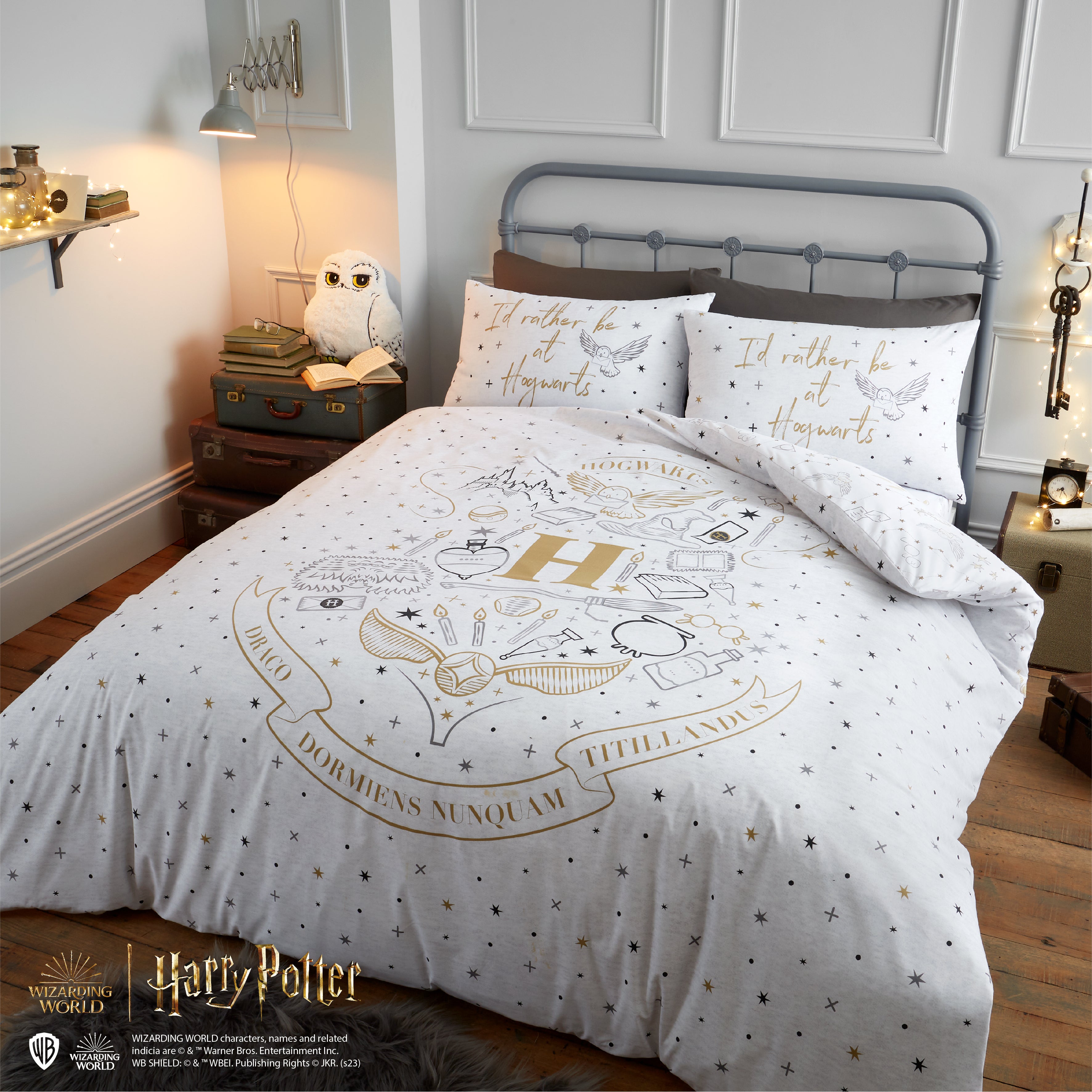 Harry Potter Hogwarts White Duvet Cover and Pillowcase Set