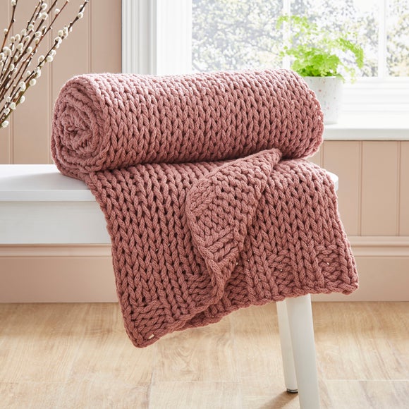 Chunky Knit Recycled Throw 130cm x 170cm Dunelm