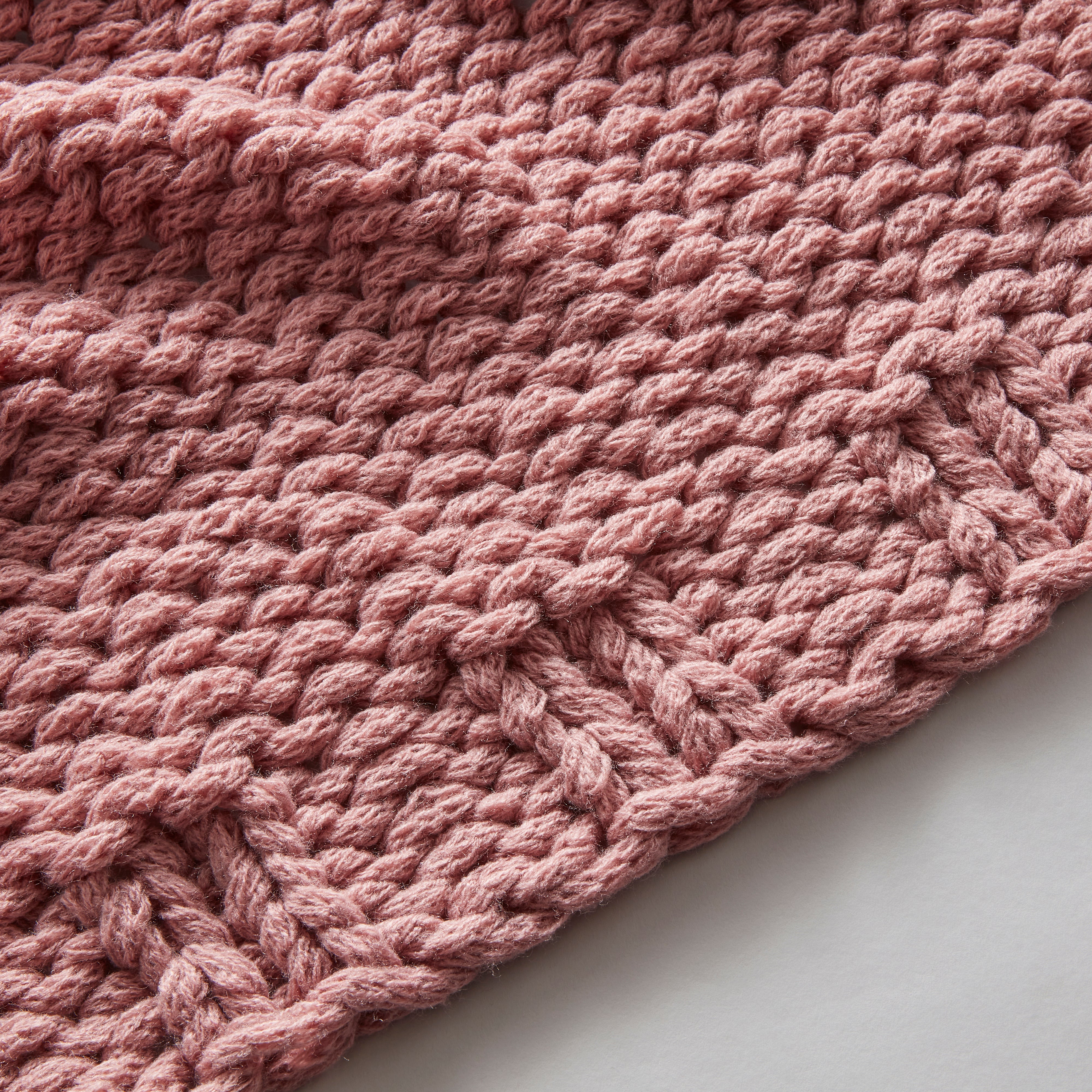 Chunky Knit Recycled Throw 130cm X 170cm Rose Pink