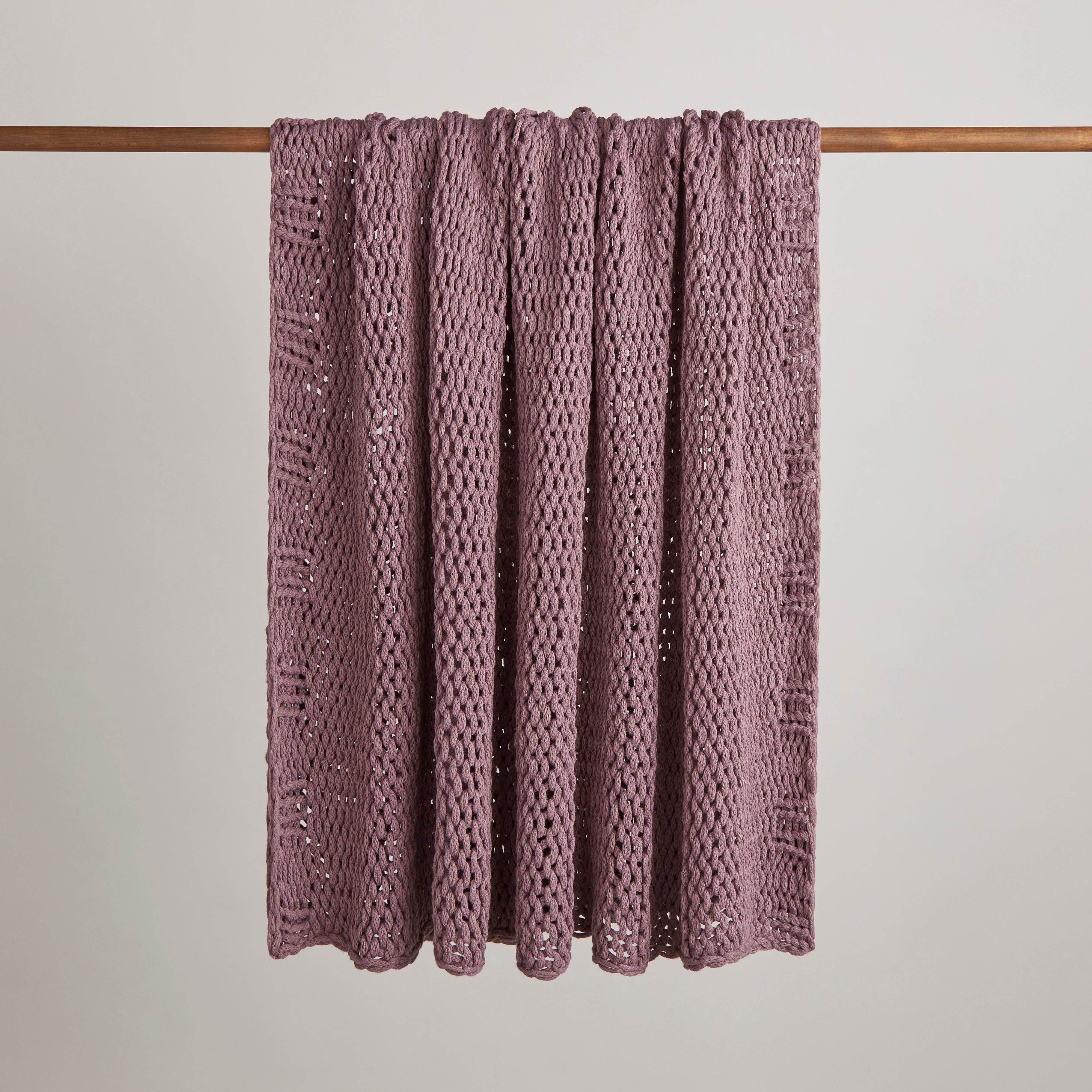 Chunky Knit Recycled Throw 130cm X 170cm Thistle