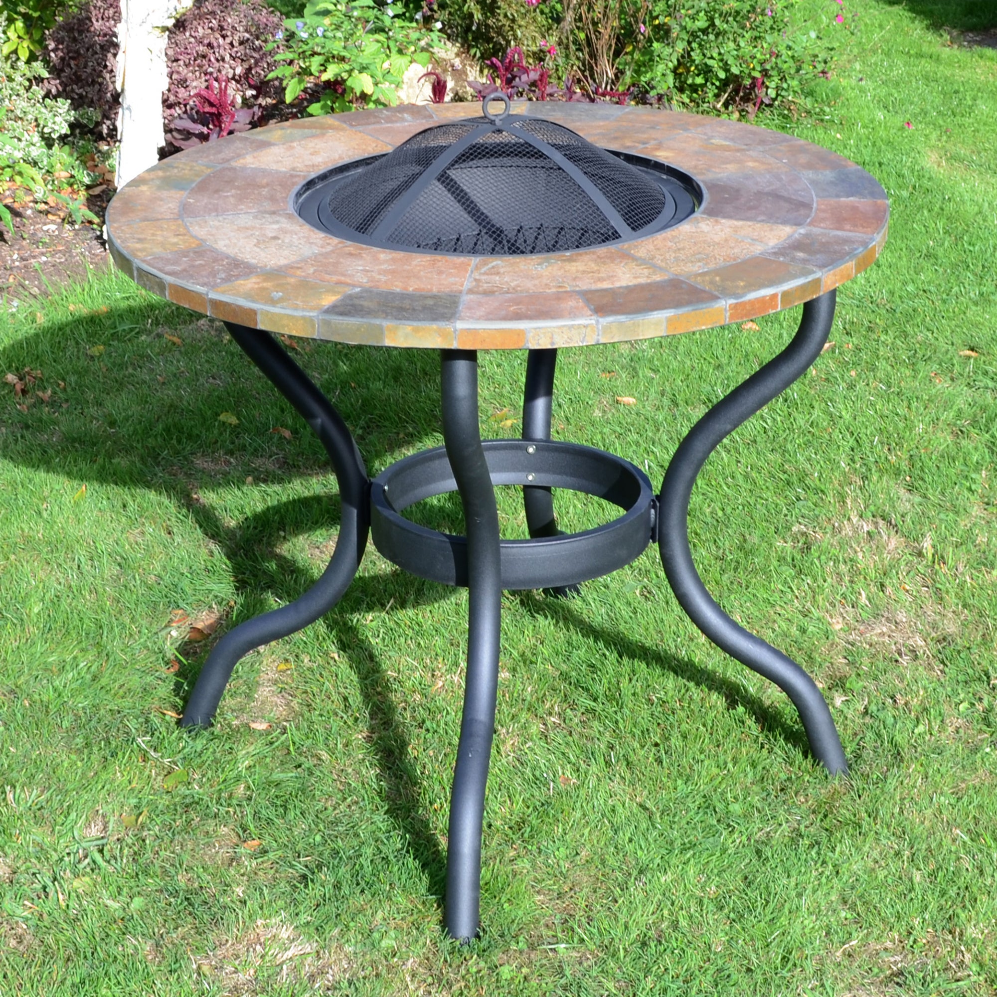 Bayfield Patio Table Firepit 89cm Brown