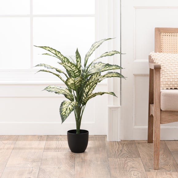 Artificial Dieffenbachia In Black Plant Pot