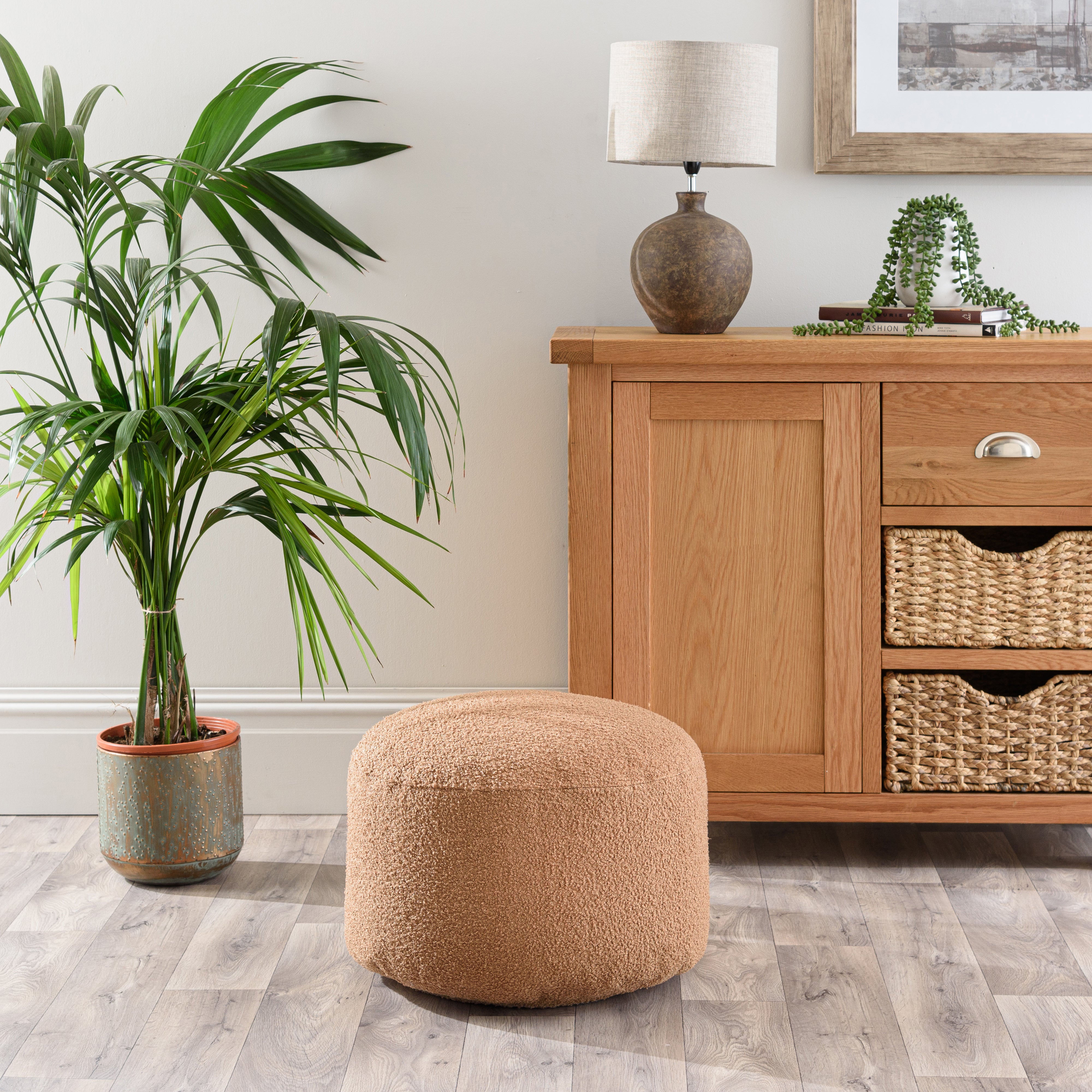 Boucle Pouffe Cover Brown