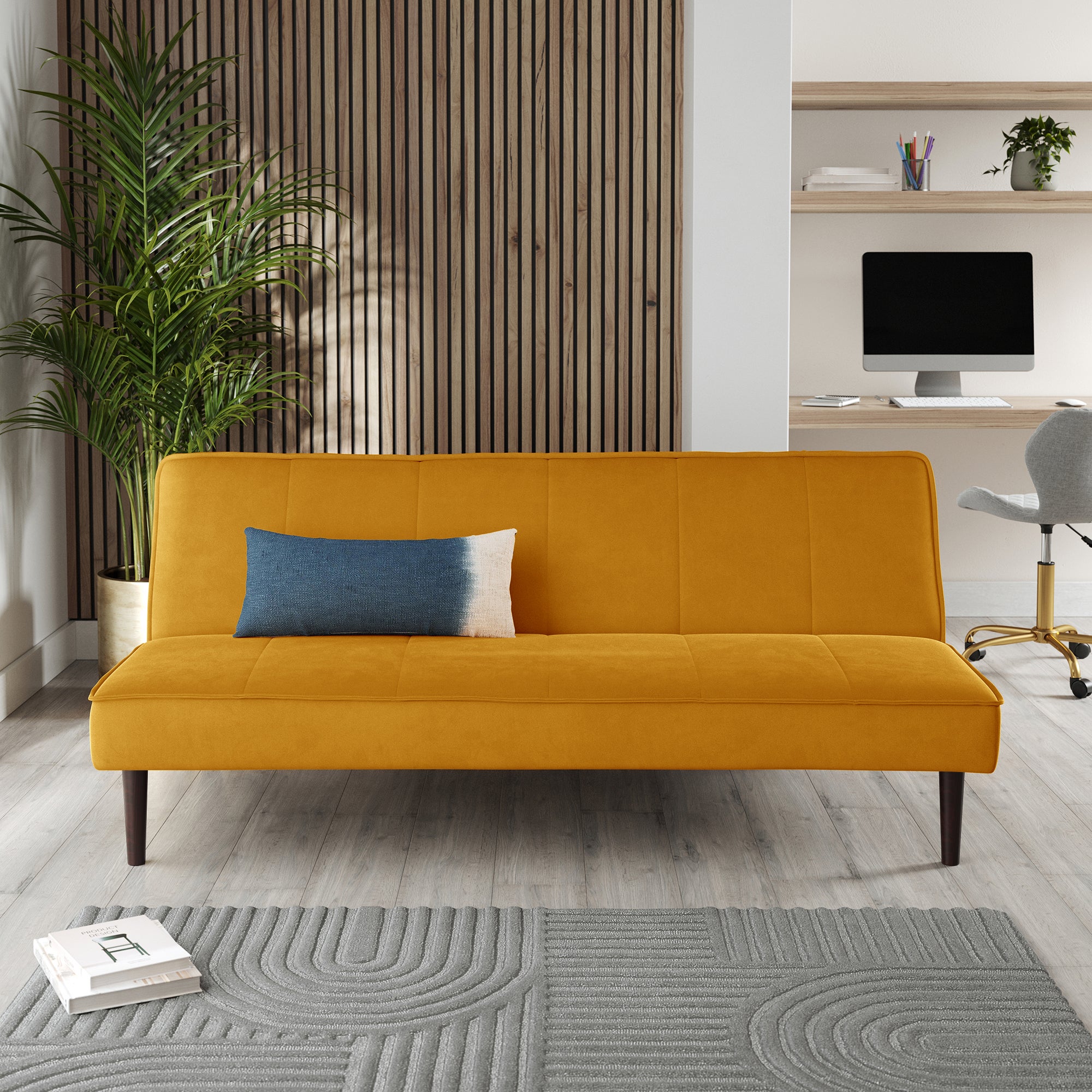 Cole Velvet Clic Clac Sofa Bed Amber Gold