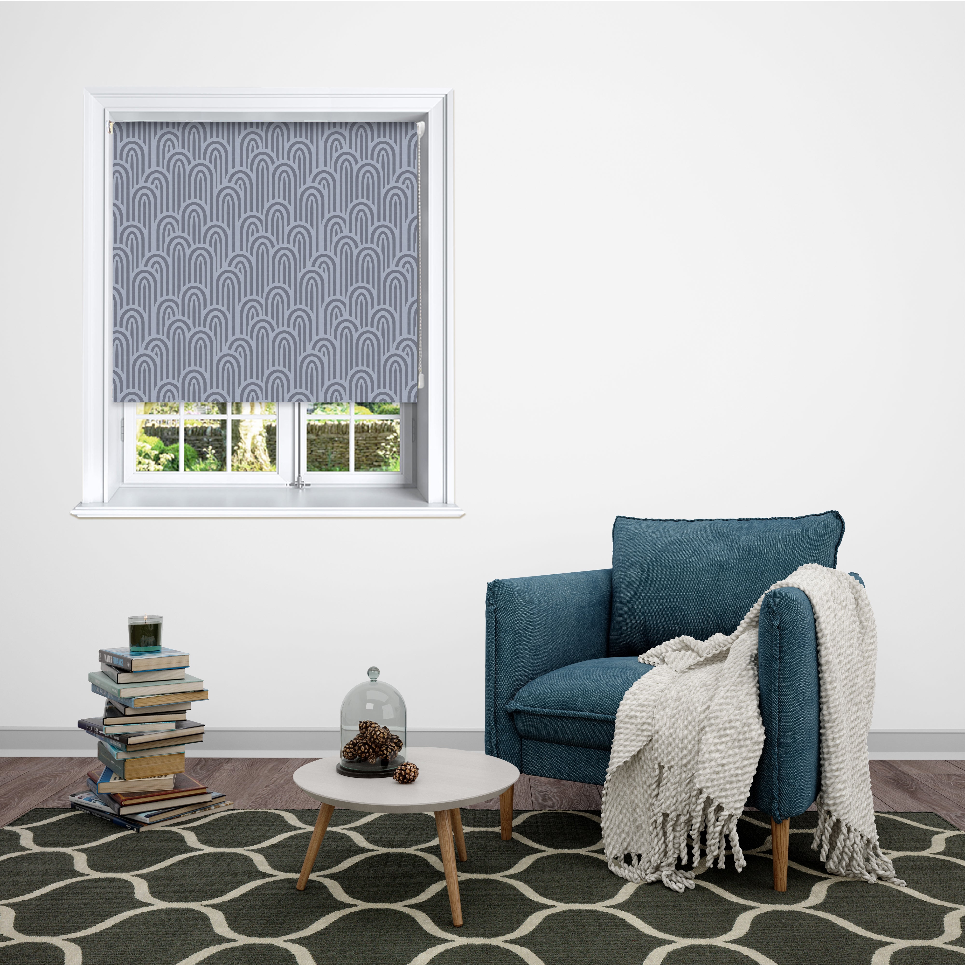 Abstract Arches Blue Blackout Roller Blind