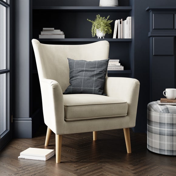 Jolene Natural Flatweave Wing Chair Dunelm