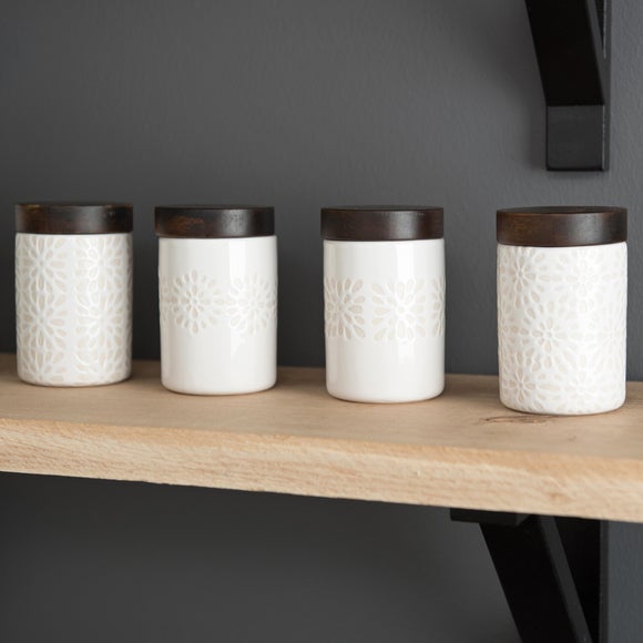 Small White Kitchen Storage Jars Set 120ml for Herbs Spices 