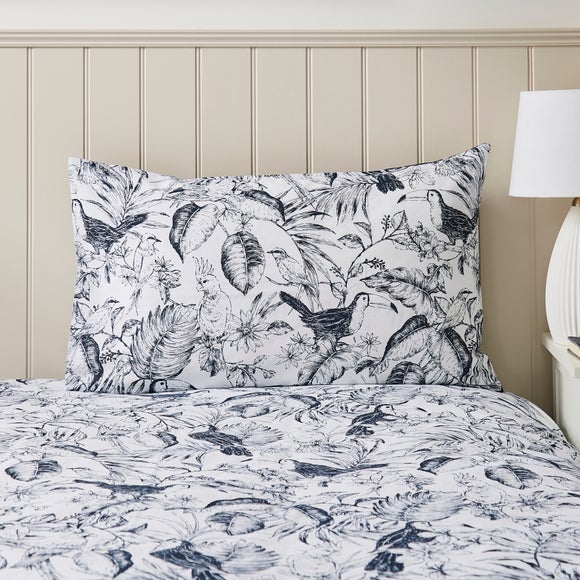 Leela Tropical Birds Blue Reversible Duvet Cover and Pillowcase Set Dunelm