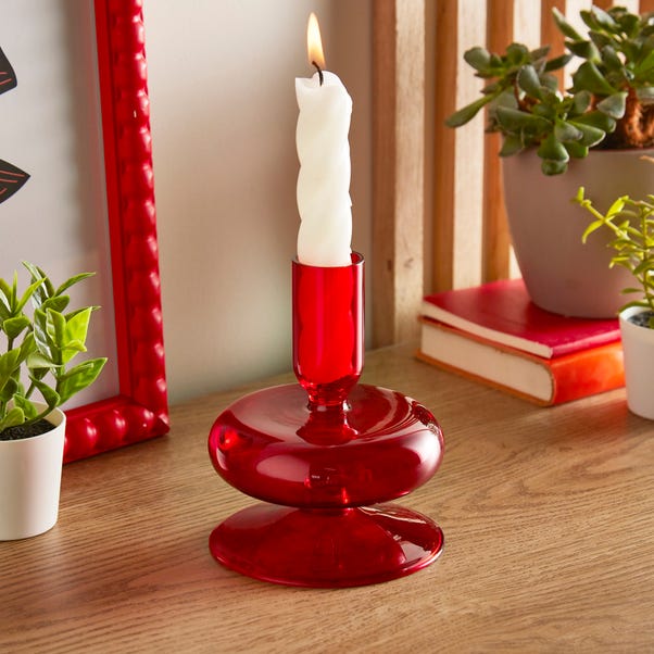 Red Glass Candle Holder image 1 of 4