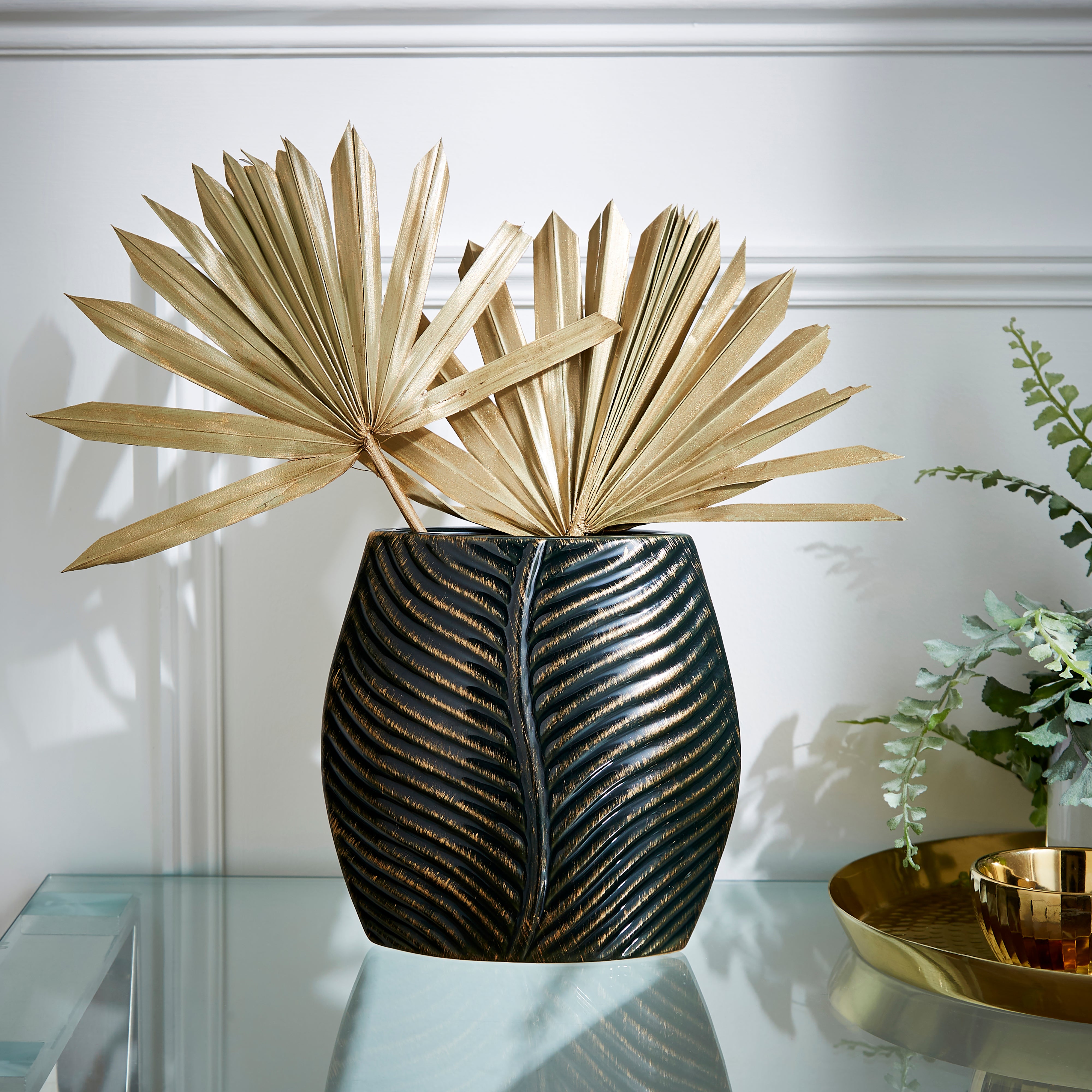 Palm Leaf Ceramic Vase
