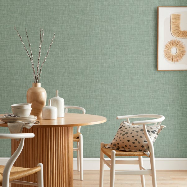 Raffia Texture Wallpaper Forest Green image 1 of 4