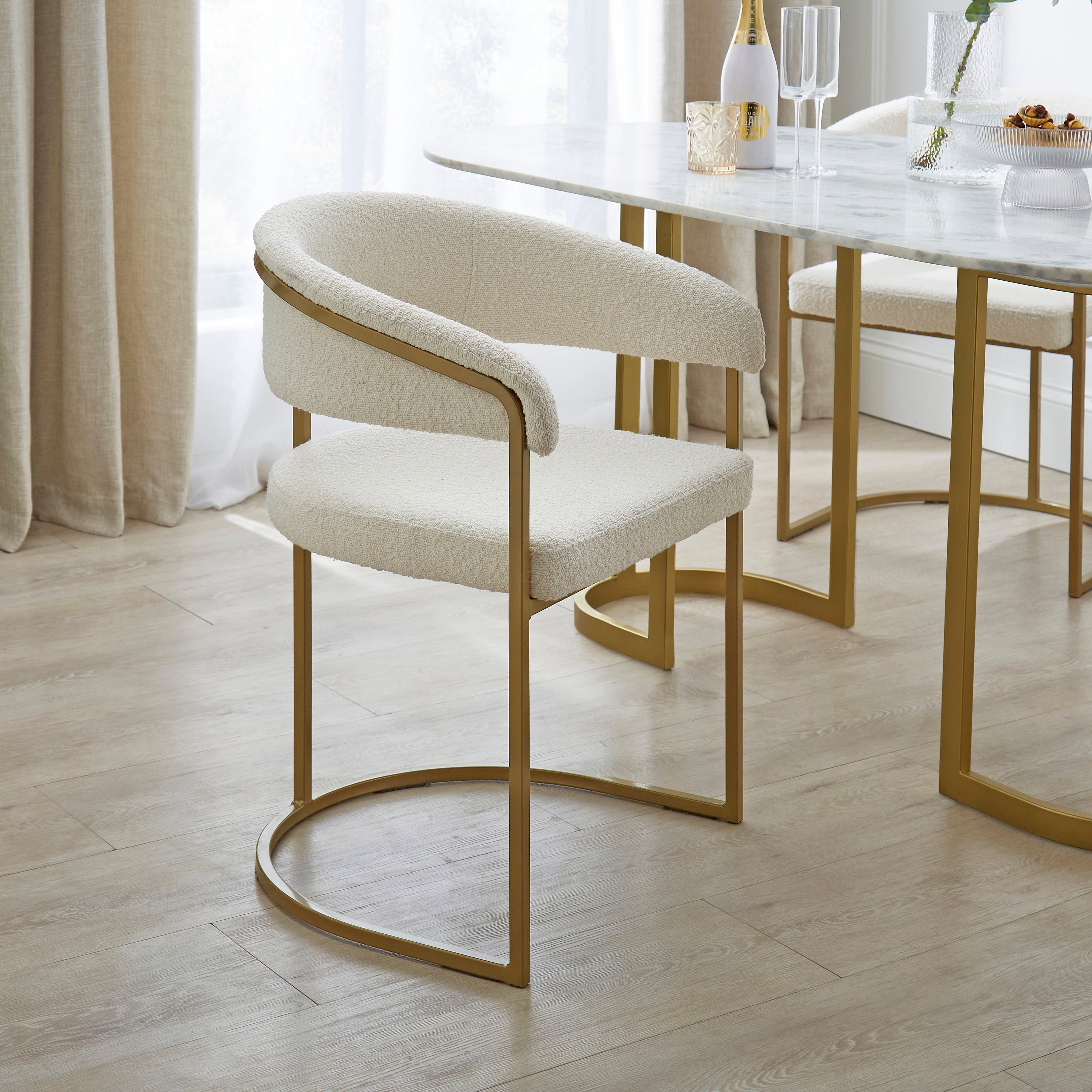 Zena Dining Chair Ivory Boucle Ivory