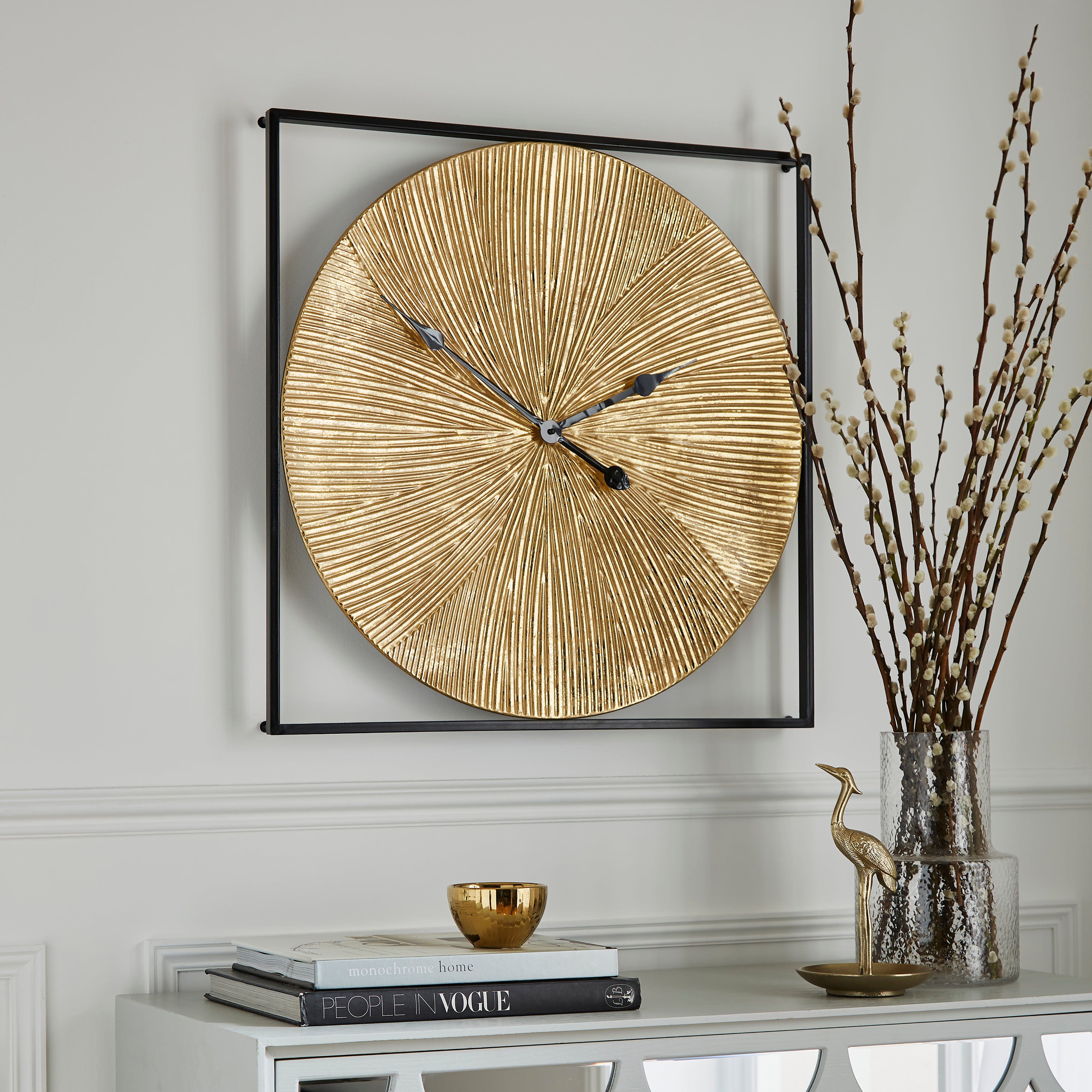 Luxe Ribbed Metal Wall Clock