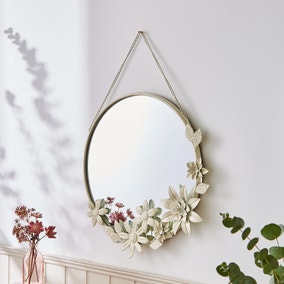 Vintage Floral Round Hanging Wall Mirror