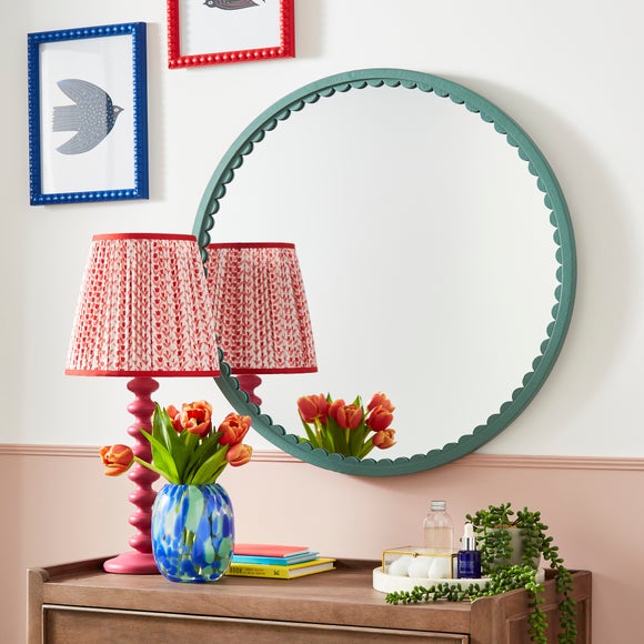 Click to view product details and reviews for Remi Scalloped Round Wall Mirror.
