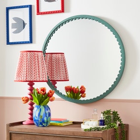 Scalloped Forest Green Mirror 70cm