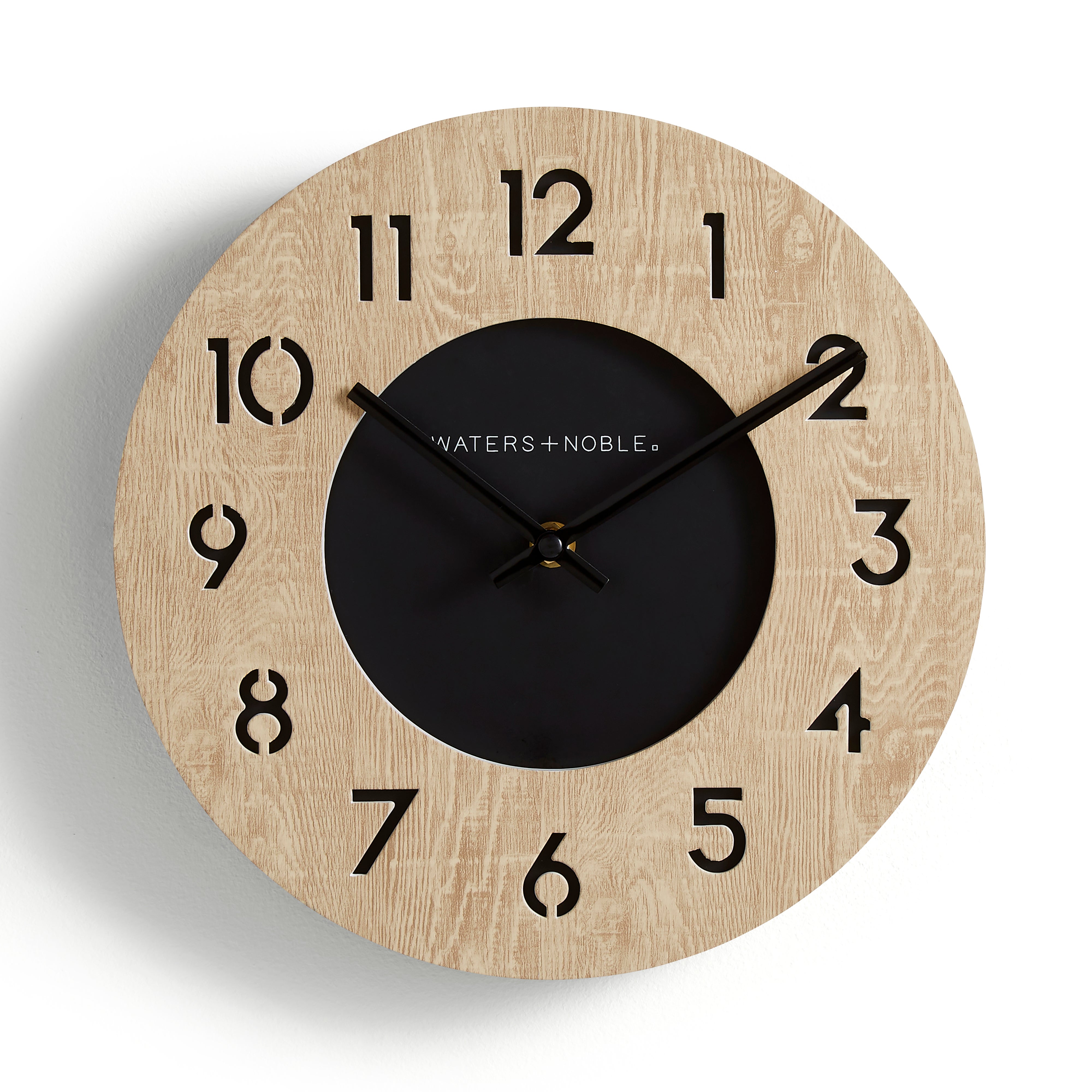 Light Oak Wall Clock 26cm Black Black
