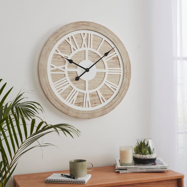 Washed Wooden Wall Clock image 1 of 3