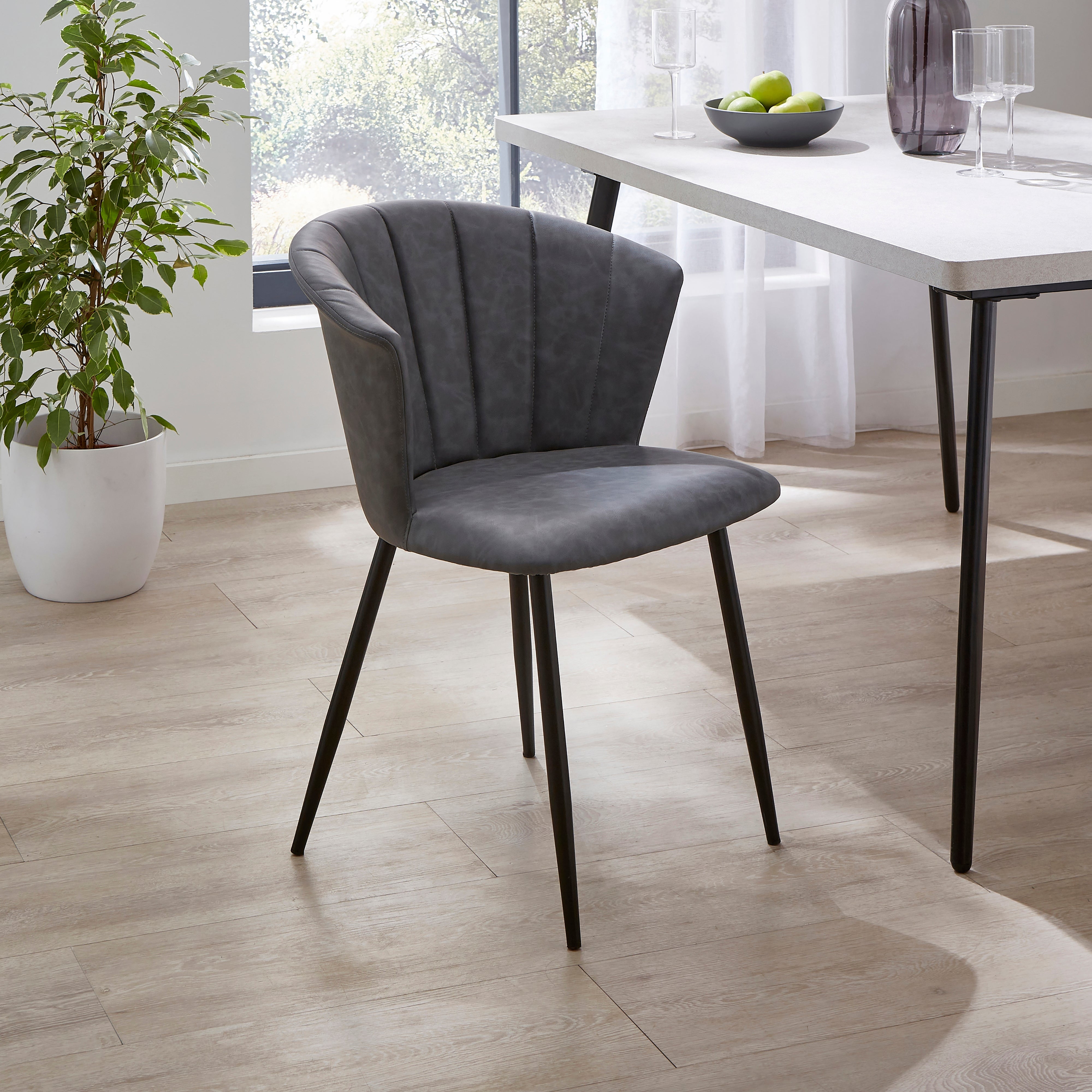 Kendall Dining Chair Faux Leather Grey