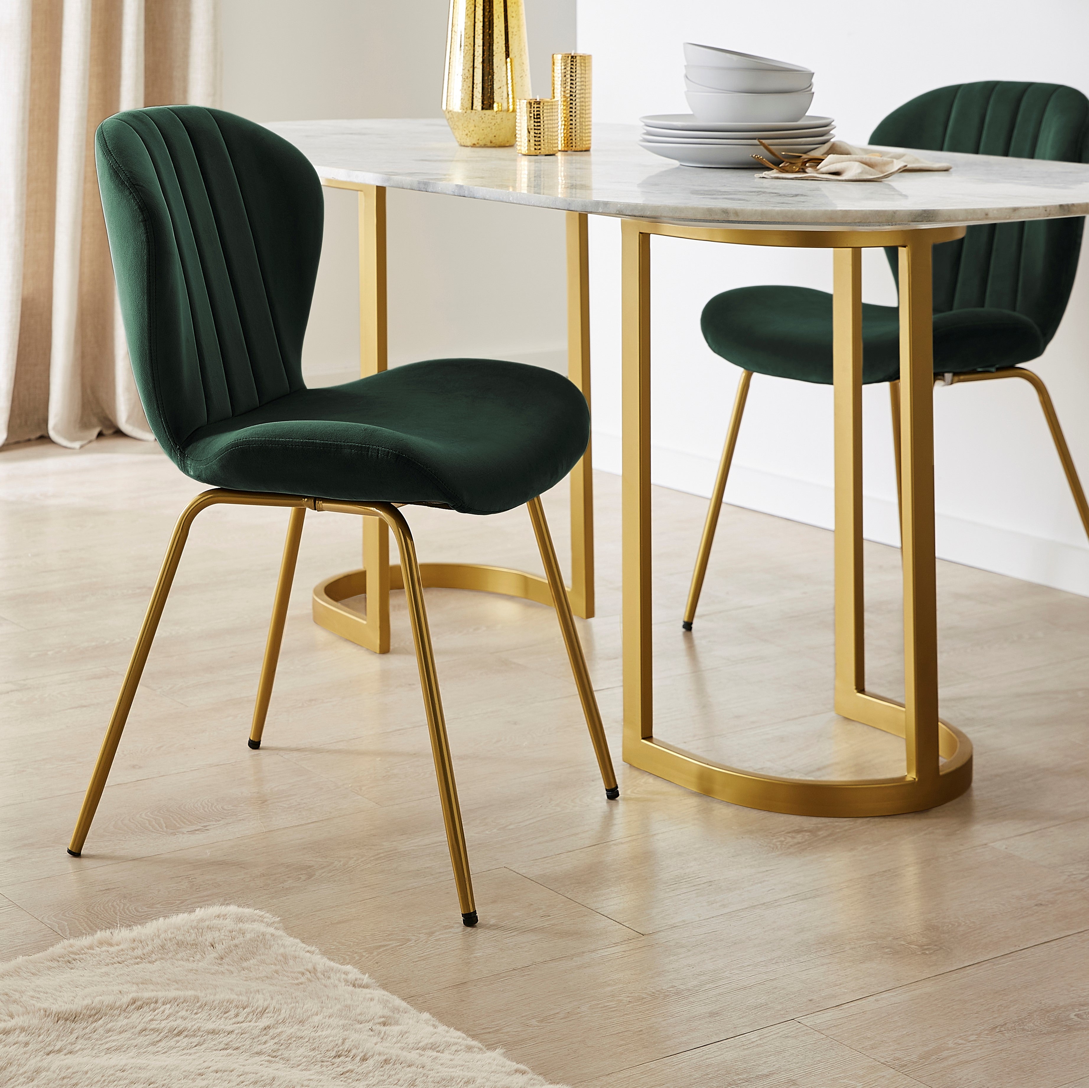 Lila Dining Chair Velvet Velvet Bottle Green