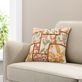 Patchwork Leaves Embroidery Cushion
