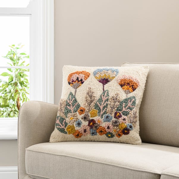 Hand Knotted Wool Floral Cushion image 1 of 6