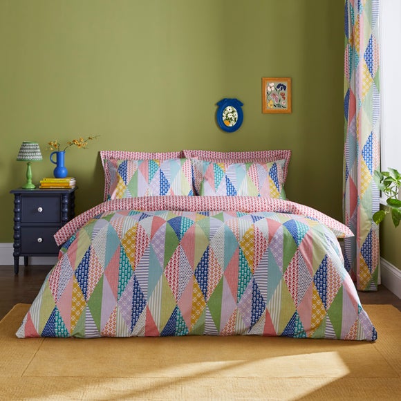 Joy Patchwork Pink Duvet Cover And Pillowcase Set