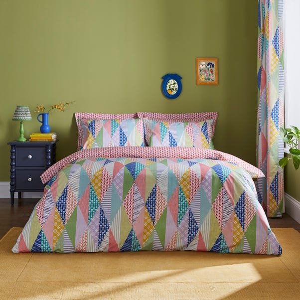 Joy Patchwork Pink Duvet Cover and Pillowcase Set image 1 of 5