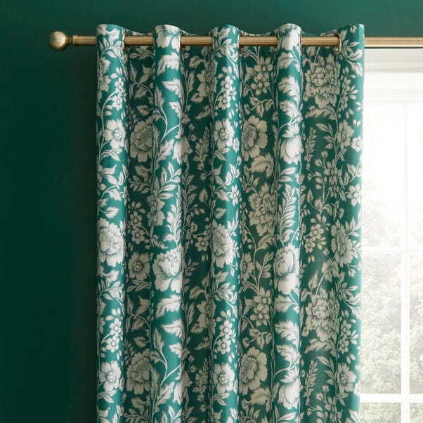 Floral Trail Emerald Blackout Eyelet Curtains image 1 of 6