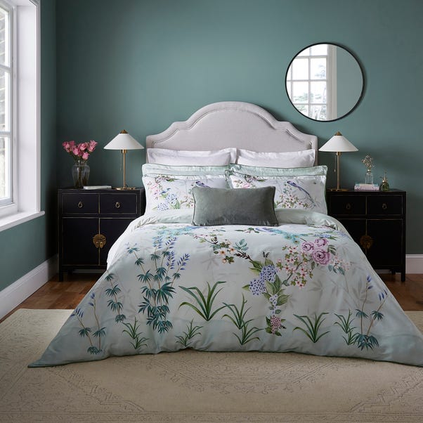 Dorma Love Bird Seafoam Cotton Duvet Cover and Pillowcase Set image 1 of 5
