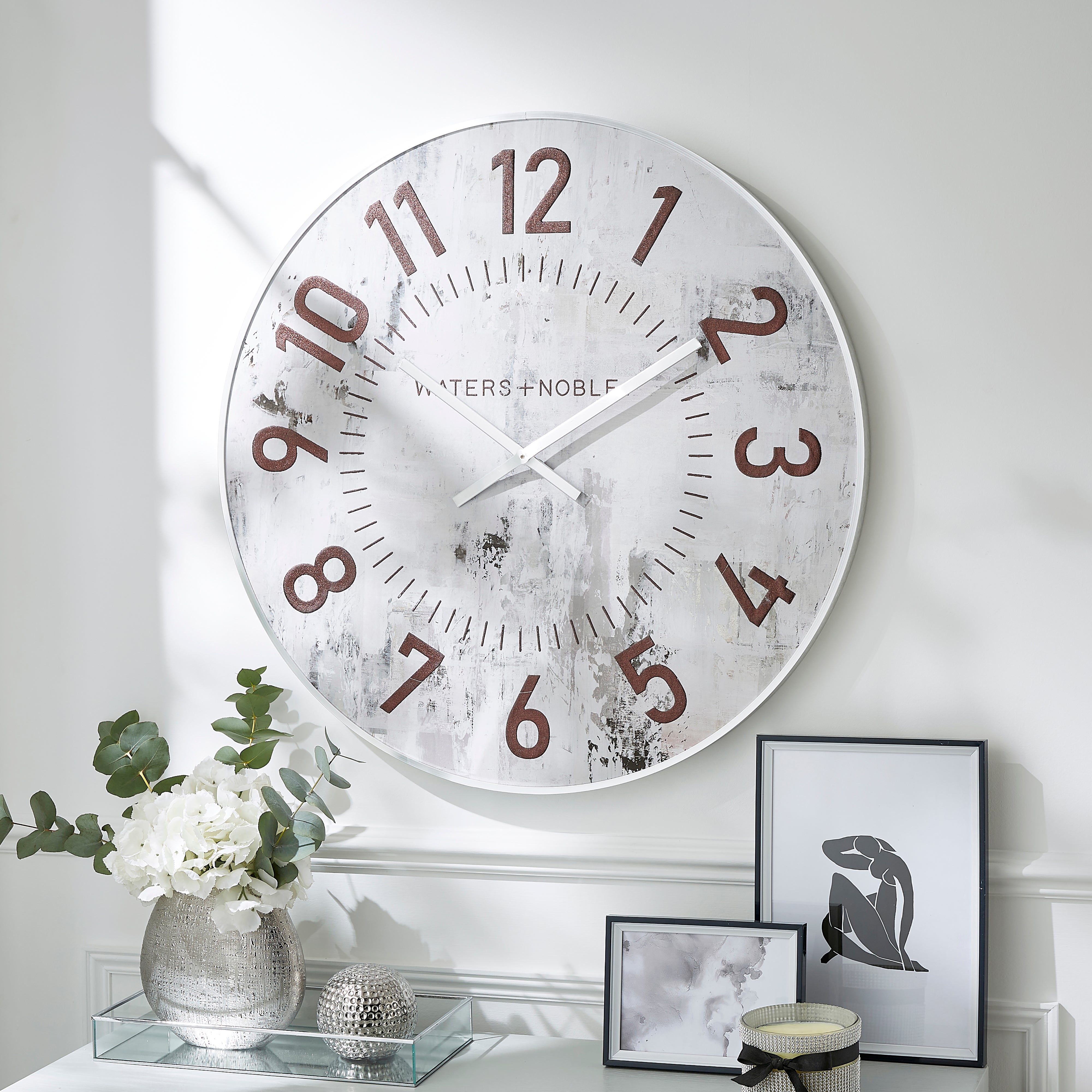 Relaxed Abstract Textured Clock 70cm Silver