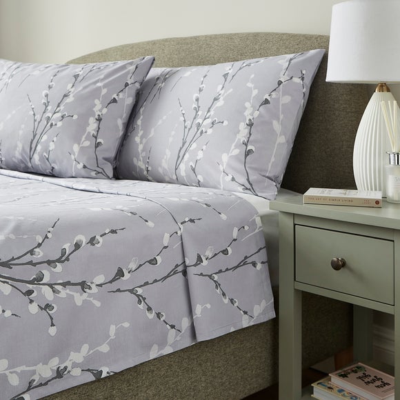 Belle Grey Cotton Flat Sheet Dunelm