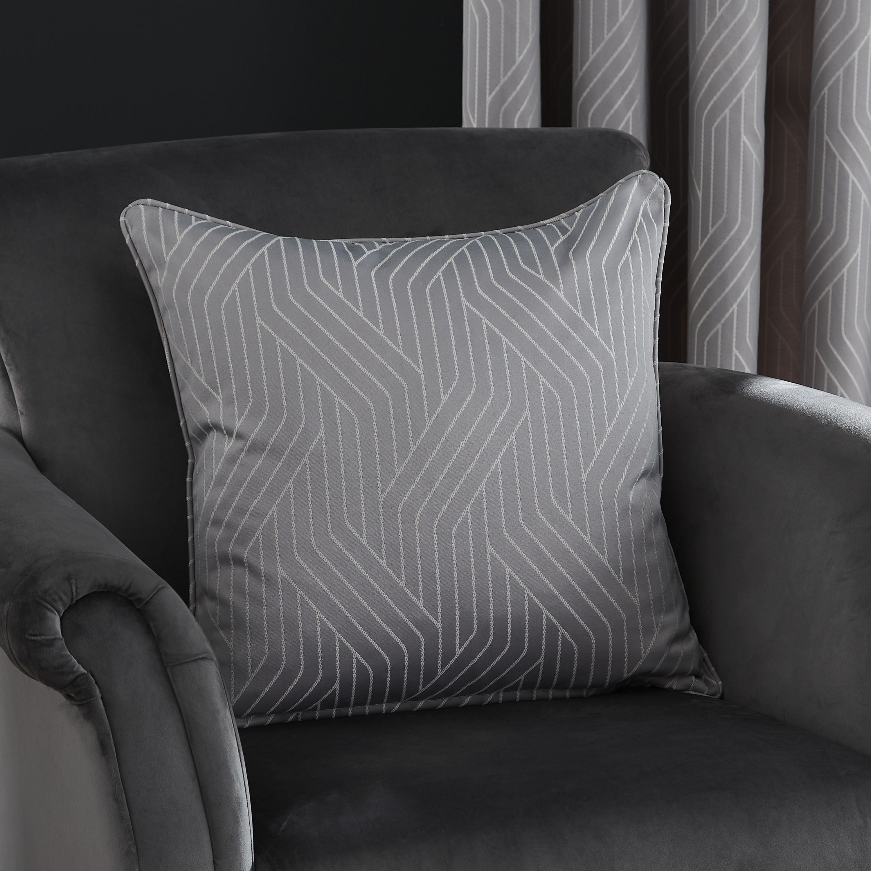 Catherine Lansfield Linear Geometric Cushion Silver